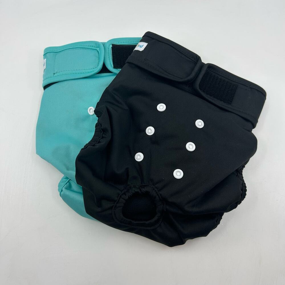 Paw Legend Washable Female Dog Diapers Reusable, Size M Black & Turquoise Velcro